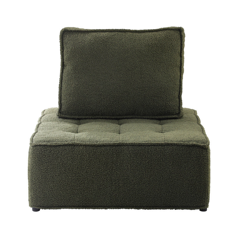 Green Armless Sherpa Modular Sofa Lounge Chair
