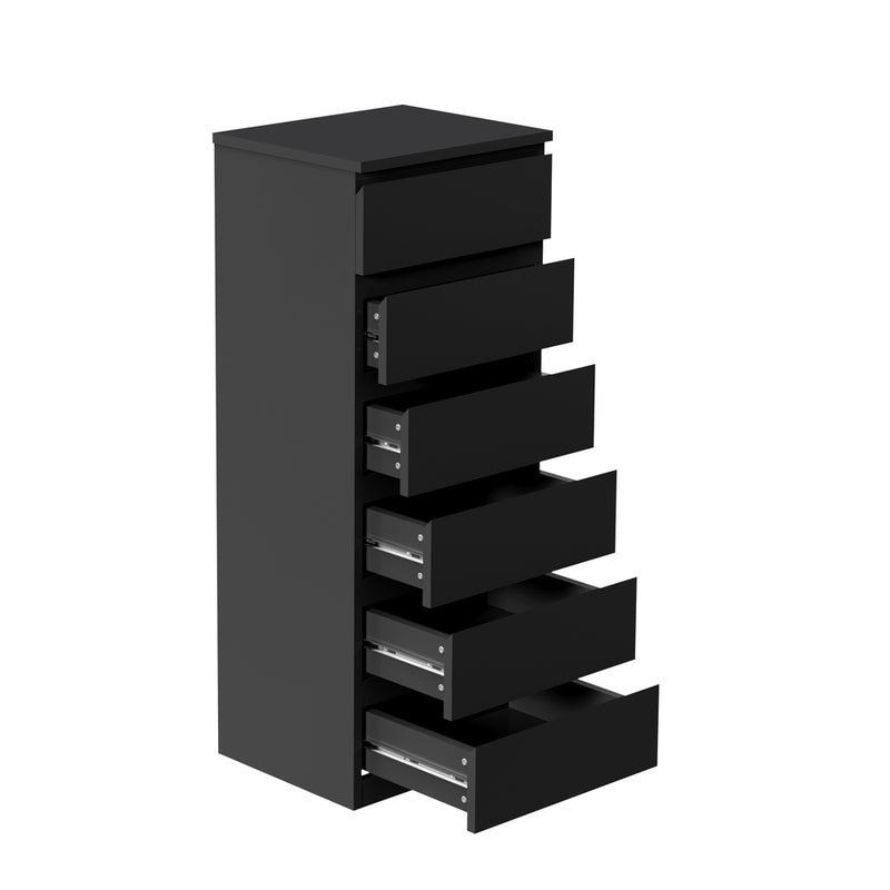 Black Tallboy Dresser Table with 6 Chest of Drawers