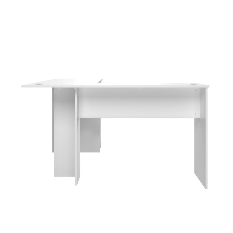 White L-Shaped Computer Desk with Storage Shelves