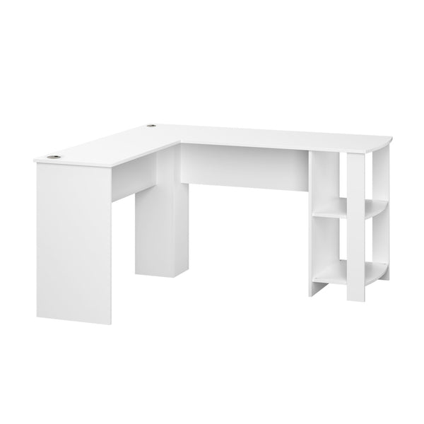 White L-Shaped Computer Desk with Storage Shelves
