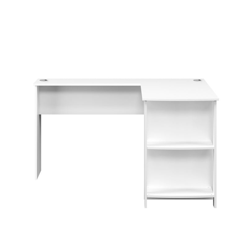 White L-Shaped Computer Desk with Storage Shelves