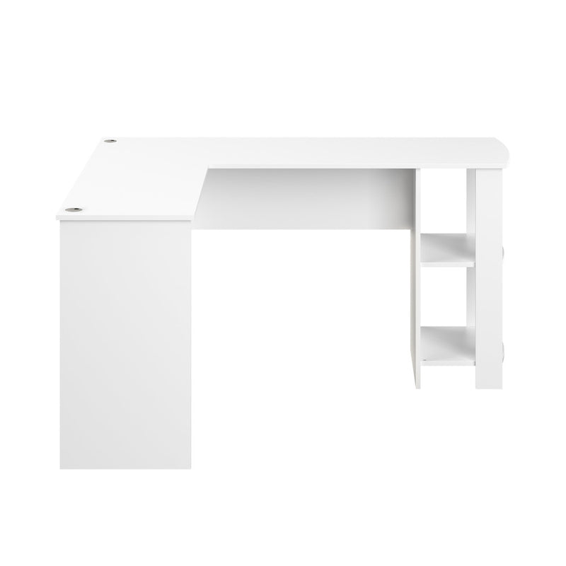 White L-Shaped Computer Desk with Storage Shelves