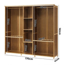 Open Bamboo Wardrobe with Clothes Storage and Hanging Rail