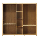 Open Bamboo Wardrobe with Clothes Storage and Hanging Rail
