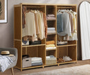 Open Bamboo Wardrobe with Clothes Storage and Hanging Rail