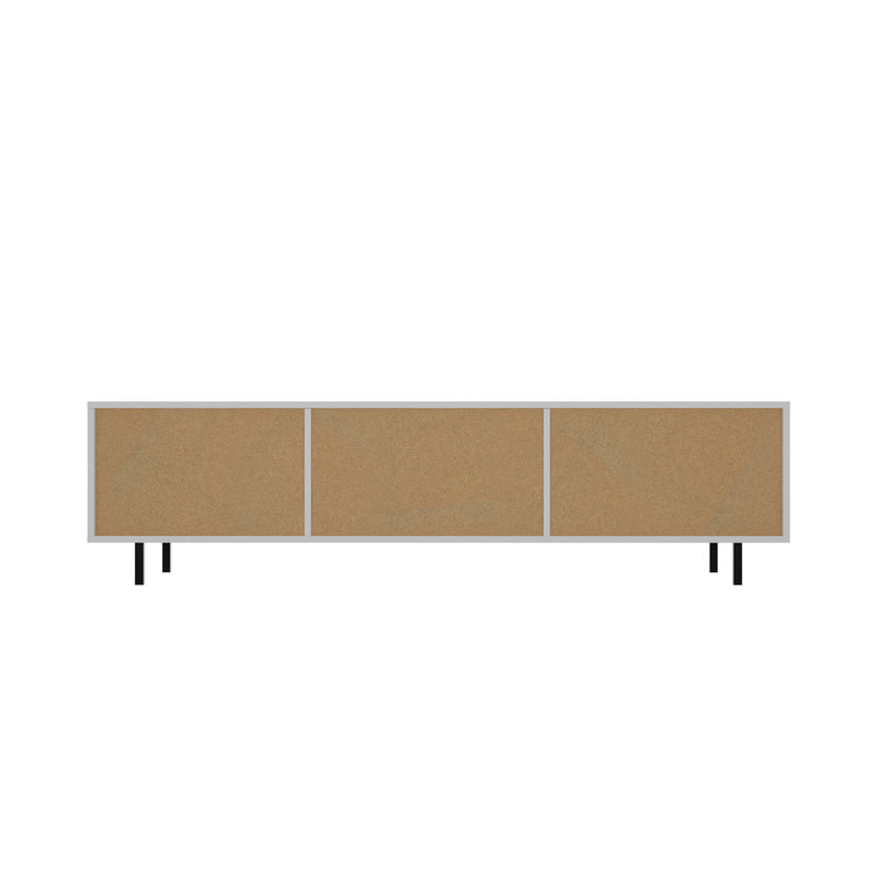 White TV Stand Cabinet Entertainment Unit with Tempered Glass Doors