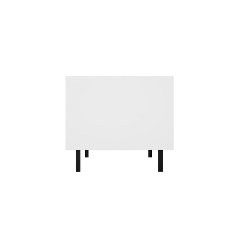 White TV Stand Cabinet Entertainment Unit with Tempered Glass Doors