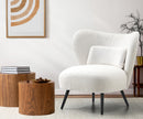 White Boucle Wingback Lounge Chair with Lumbar Pillow