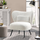 White Boucle Wingback Lounge Chair with Lumbar Pillow