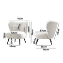 White Boucle Wingback Lounge Chair with Lumbar Pillow