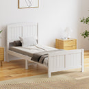 White Timber Single Size Platform Bed Frame