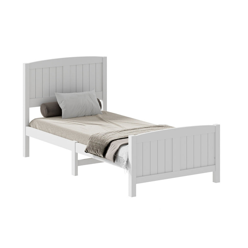 White Timber Single Size Platform Bed Frame
