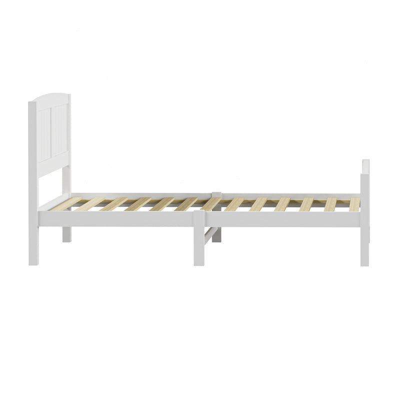 White Timber Single Size Platform Bed Frame