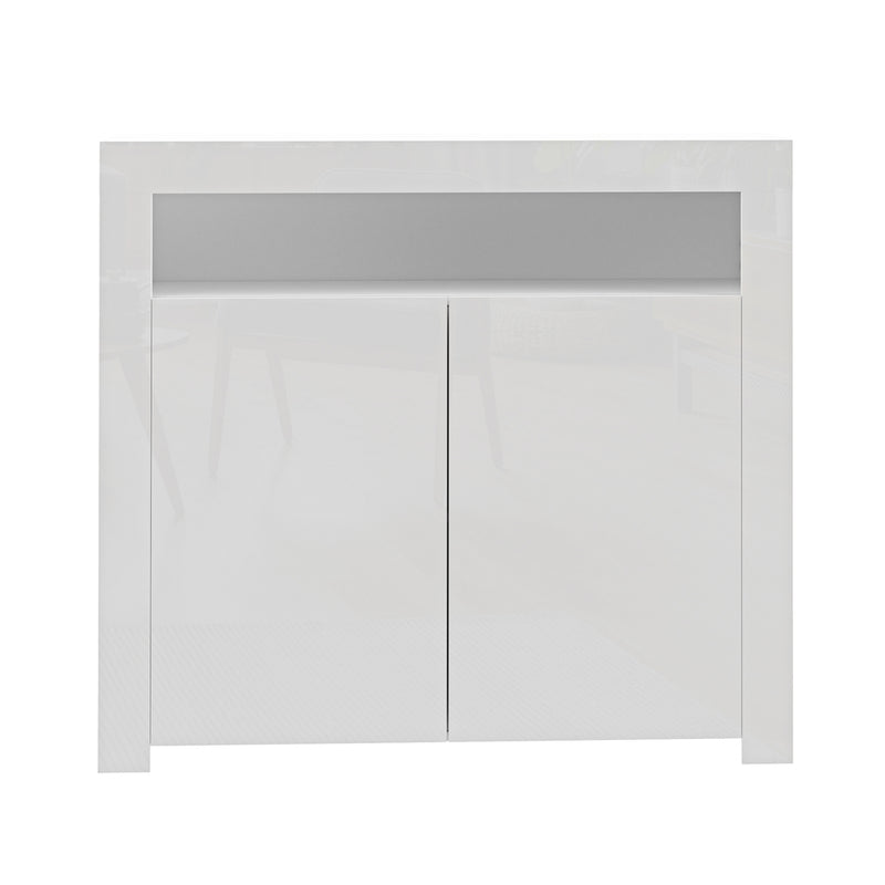 White High Gloss Buffet Sideboard with LED RGB Lights and 2 Doors