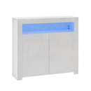 White High Gloss Buffet Sideboard with LED RGB Lights and 2 Doors