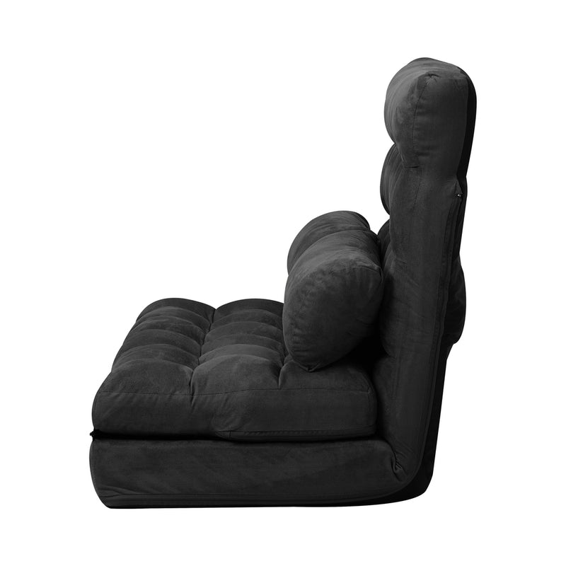 Charcoal Folding 2 Seater Floor Recliner Lounge Sofa Bed