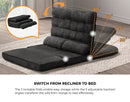 Charcoal Folding 2 Seater Floor Recliner Lounge Sofa Bed