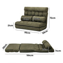 Green Folding 2 Seater Floor Recliner Lounge Sofa Bed