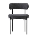 Set of 2 Dark Grey Boucle Dining Chairs with Seat and Backrest