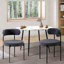 Set of 2 Dark Grey Boucle Dining Chairs with Seat and Backrest