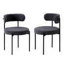 Set of 2 Dark Grey Boucle Dining Chairs with Seat and Backrest