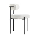 Set of 2 White Boucle Dining Chairs with Seat and Backrest