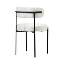 Set of 2 White Boucle Dining Chairs with Seat and Backrest