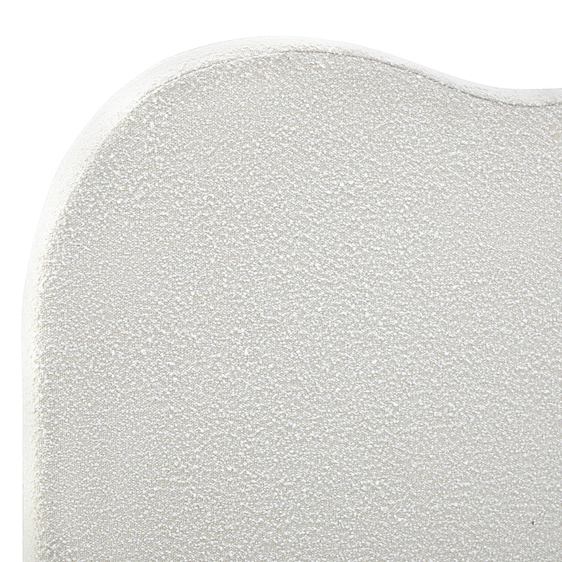 White Boucle Fabric Queen Size Bed Headboard