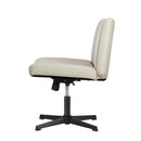 Beige PU Leather Mid Back Office Chair with Wide Seat