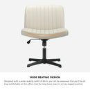 Beige PU Leather Mid Back Office Chair with Wide Seat