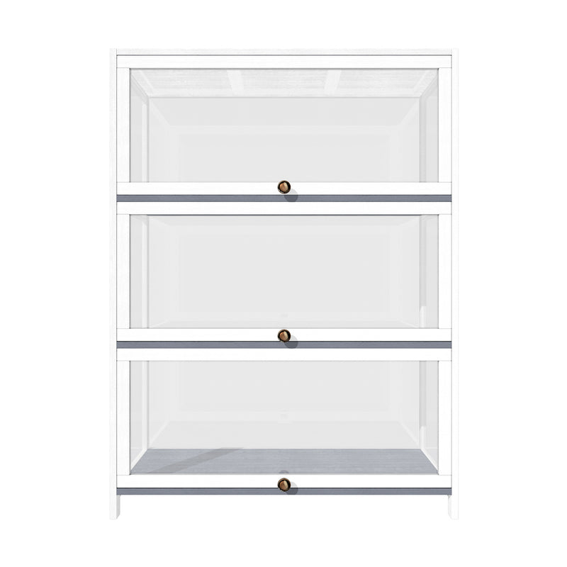 White Display Cabinet with 3 Tiers and Clear Door