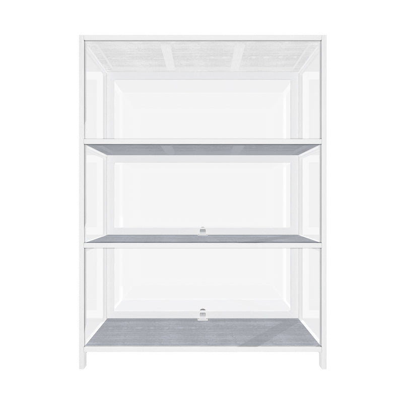 White Display Cabinet with 3 Tiers and Clear Door