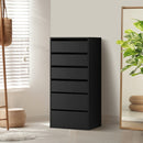 Black Wardrobe Shelf Unit with 6 Drawers
