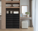 Black Wardrobe Shelf Unit with 6 Drawers