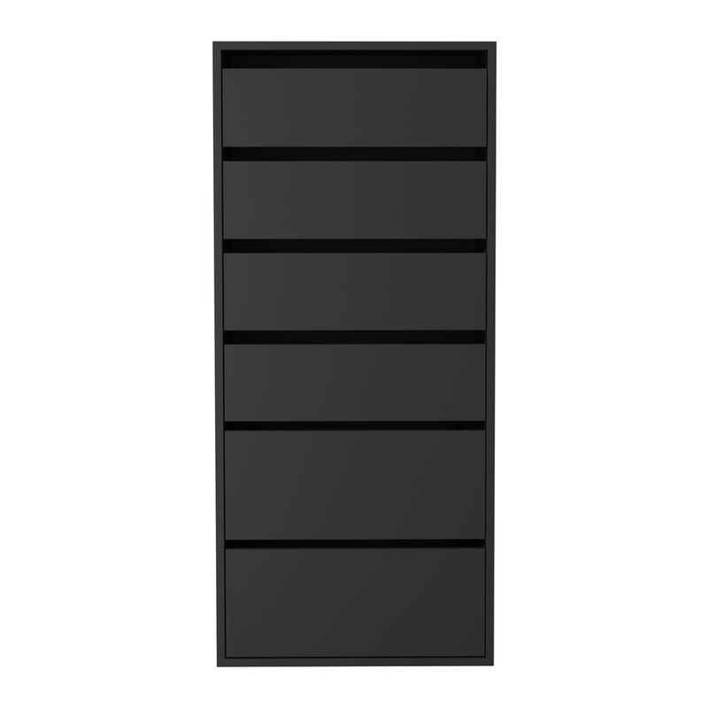 Black Wardrobe Shelf Unit with 6 Drawers
