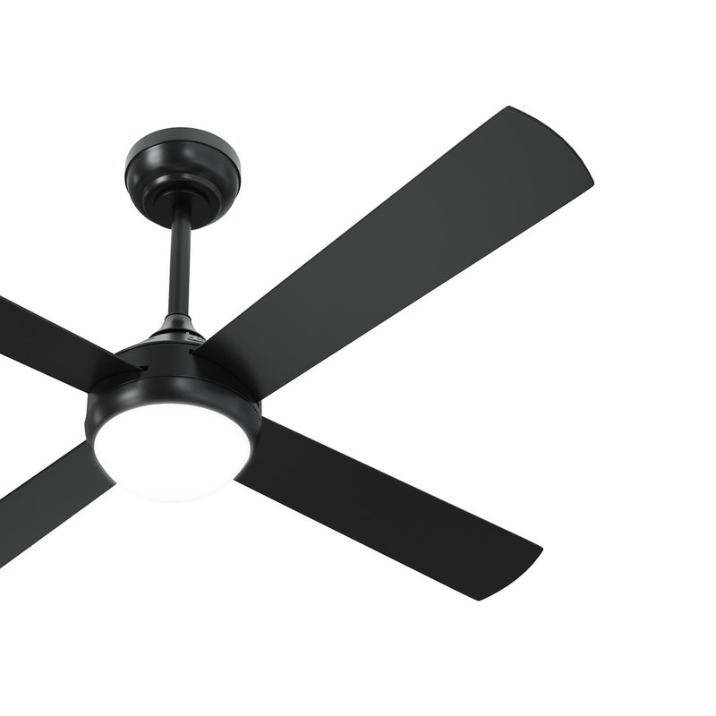 52 Inch Black AC Ceiling Fan with Light Remote Control and 4 Blades