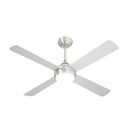 52 Inch Silver AC Ceiling Fan with Light Remote Control and 4 Blades