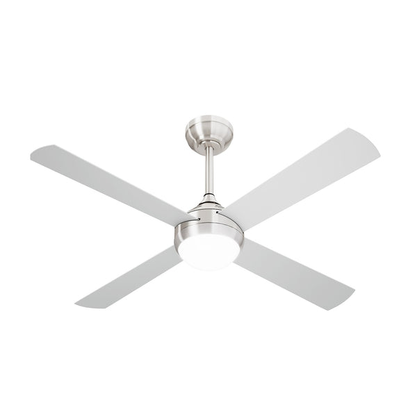 52 Inch Silver AC Ceiling Fan with Light Remote Control and 4 Blades