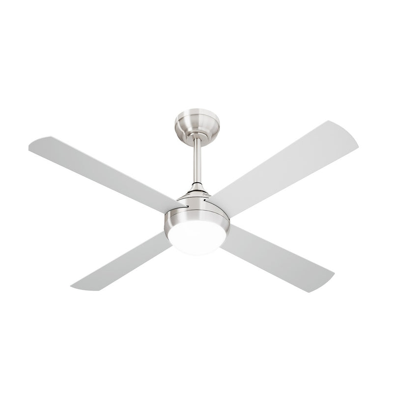 52 Inch Silver AC Ceiling Fan with Light Remote Control and 4 Blades