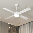 52 Inch White AC Ceiling Fan with Light Remote Control and 4 Blades