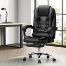 Black PU Leather Massage Office Chair with Footrest