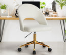 White and Gold Boucle Hollow Armless Home Office Chair