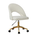 White and Gold Boucle Hollow Armless Home Office Chair