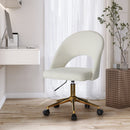 White and Gold Boucle Hollow Armless Home Office Chair