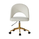 White and Gold Boucle Hollow Armless Home Office Chair