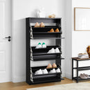 Black Shoe Storage Cabinet with 3 Doors for 45 Pairs