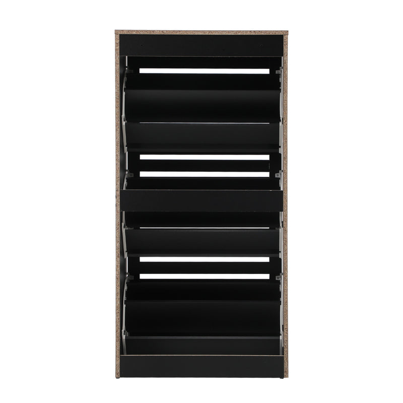 Black Shoe Storage Cabinet with 3 Doors for 45 Pairs