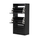 Black Shoe Storage Cabinet with 3 Doors for 45 Pairs