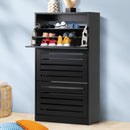 Black Shoe Storage Cabinet with 3 Doors for 45 Pairs