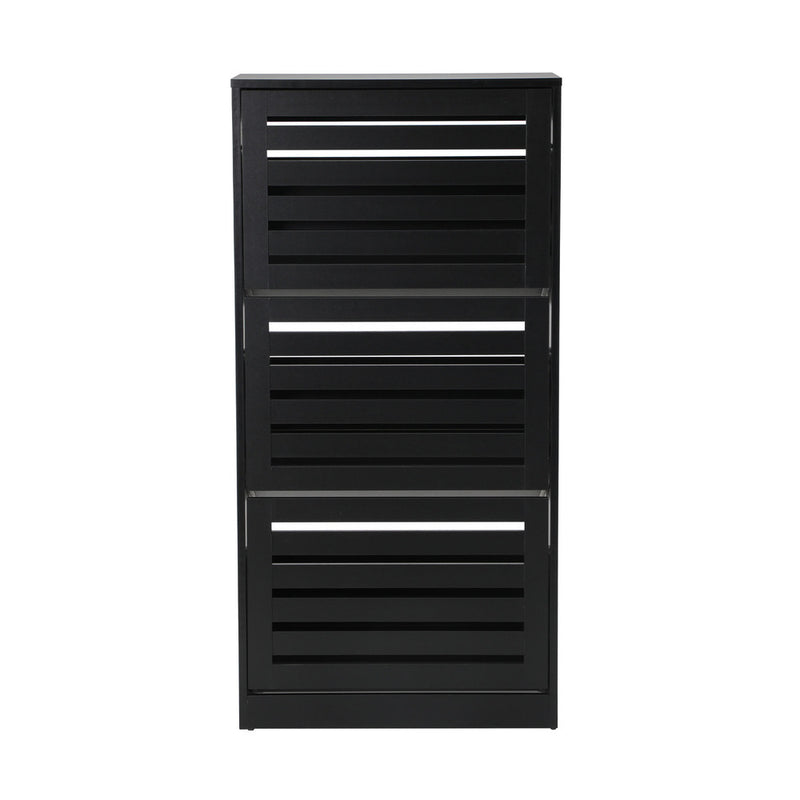 Black Shoe Storage Cabinet with 3 Doors for 45 Pairs